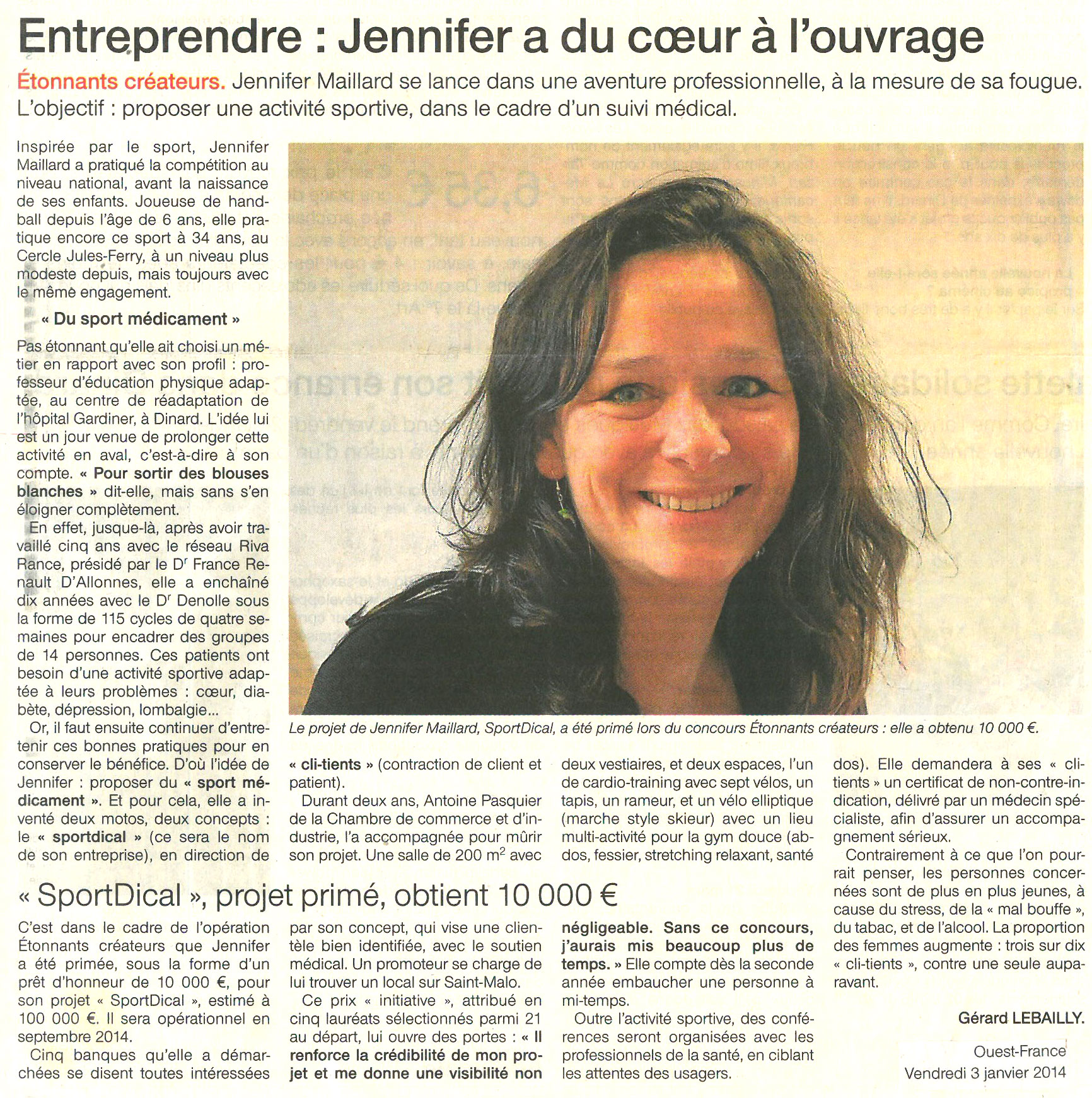 Article Ouest France octobre 2014
