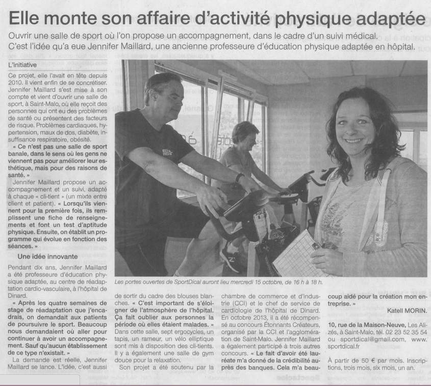 Article presse Ouest France - SportDical